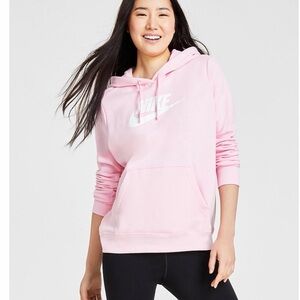 Nike Soft Pink Hoodie Women's Sweatshirt Club Fleece Logo Pullover Hoodie Size S